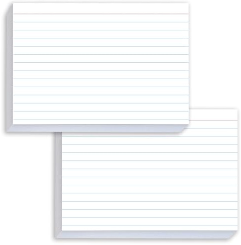 MEIOPUOYEAM White Index Cards 5x7 Ruled, 50 Pcs File Note Cards, Lined Index Cards, Study Cards, Flashcards for Studying, Notecards for Studying, Note Taking and To Do List