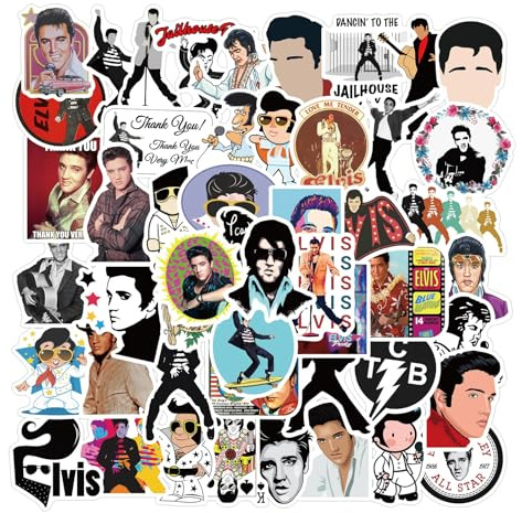 Elvis Presley Sticker Waterproof Stickers, Pop Singer Decal, Scrapbook Stickers, Cute Aesthetic Trendy Music Stickers for Water Bottles Book Laptop Guitar Skateboard Suitcase