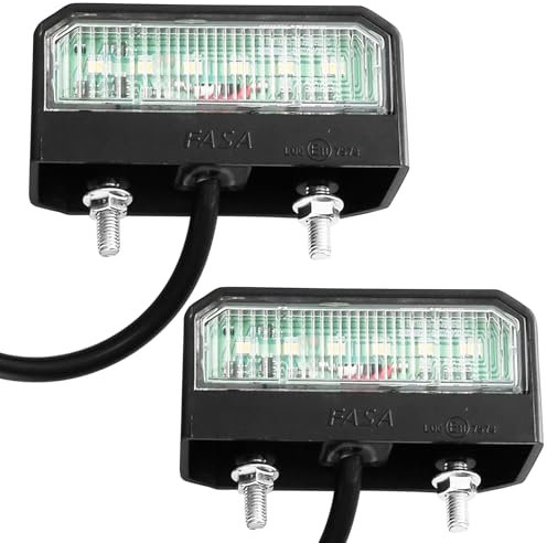 AGRISHOP Number Plate Lamp LED 12v 24v Waterproof ECE, 2x License Plate Light Cool White for RV Tractor