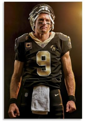 ARKR Drew Brees American Football Sport-Poster, Wandkunst, dekoratives Gemälde, Schlafzimmer, 60 x 90 cm, ungerahmter Stil