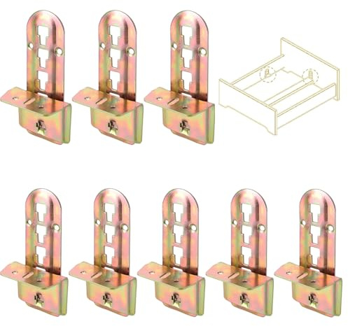YAYODS 8 Stück Bettverbinder - 14 x 4.7 CM Bettbeschlag Einhängebeschlag - 4 Raststufen Höhenverstellbar für Mittelbalken und Lattenrostauflage Halter - Mittelbalkenverbinder Bettbeschläge Bettwinkel