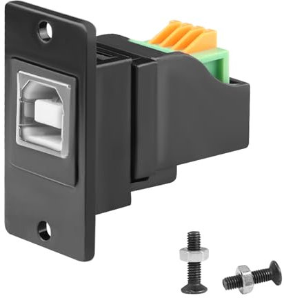 QIANRENON Pannello rettangolare USB B montaggio Quick Connect Terminal adattatore senza saldatura USB tipo B 2.0 femmina a 4 pin Crimp morsetti montaggio fisso stampante connettore per