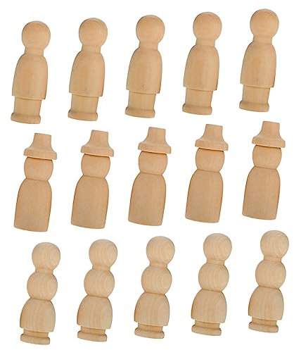 STOBOK 30pcs Unlackiert Holz Spielzeug Peg Puppen für Jungen und Mädchen Home Dekorationen Weihnachten