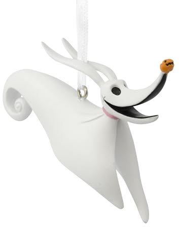 Hallmark Zero the Dog Ornament, The Nightmare Before Christmas, Disney | Hanging Christmas Tree Decoration, White, Durable Resin, Gothic Style, 5.7x2.5x7.6cm
