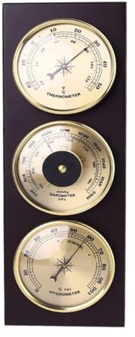 Barometro tradizionale, barometro, barometro da parete 3 in 1 for la casa, stazione meteorologica con struttura in legno da 31 x 11 cm, barometro igrometro termometro, uso interno ed esterno, stazione