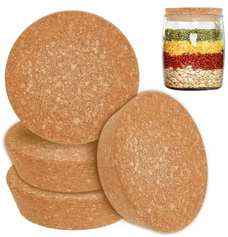 OLYCRAFT 4 Stück 74-80mm Große Korken 20mm Dick Für Glasflaschenzubehör | Flaschenkorken Aus Kork, Konischer Holzkorken, Ersatz Flaschenverschluss, Holzkorkendeckel Für Küche Weithalsflaschen