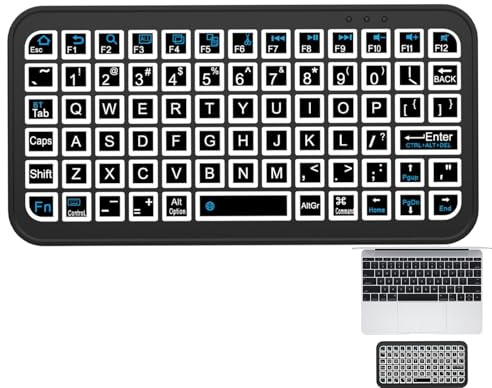 Fukamou Tastiera Wireless Piccola, Tastiera Wireless Retroilluminata | Tastiera Piccola Con Luminosità Regolabile | Tastiera Da Viaggio Ricaricabile Per Computer, Digitazione Silenziosa Per Laptop