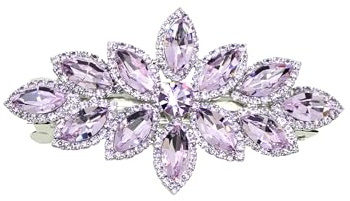 Faship Fermaglio per capelli viola chiaro viola con strass floreale