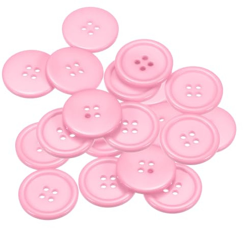 QUARKZMAN 20 Stück Knöpfe 25mm Bastelknöpfe Rosa Nähknöpfe Harz Rund Flach 4-Loch Kunststoffknöpfe für Nähen DIY Handwerk Scrapbooking Dekorieren Kleidung Mänteln Blusen Hemden
