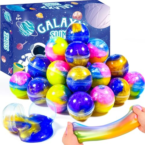Slime Party Favors,24-Pack Galaxy Slime , Stretchy, Non-Sticky, Mess-Free for Kids, Stress Relief Toys, Party Favors, and Classroom Rewards