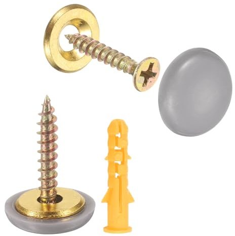 sourcing map 16 Pcs 16.8 mm Decorative Caps Cover Nails, Zinc Alloy Screw Covers Caps Mirror Fixing Screws for Mirrors, Coffee Tables, Wooden or Glass Furniture, Light Grey