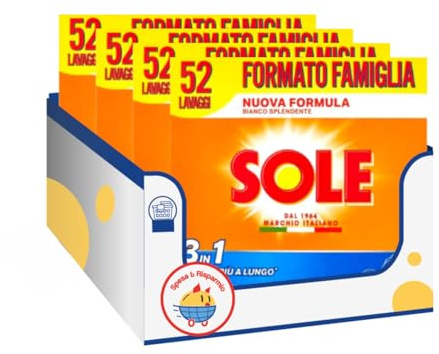 Detersivo in polvere per bucato formato convenienza – 52 misurini – 2,6 kg – Variazioni 4/8/12 Pezzi (4)
