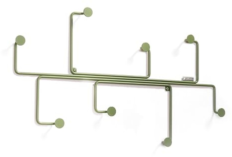MYWIRE® Wandgarderobe Kamp1 – moderne Garderobe & Kleiderhakenleiste aus 8 mm Draht, pulverbeschichtet, modular erweiterbar, platzsparendes Design, hochwertig verarbeitet (Resedagrün)