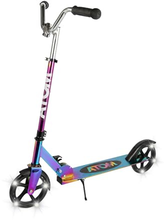 ATOM Light Up Neo Chopper Max 180 Scooter | Teens Foldable Kick Scooter with Light-Up Wheels | Adjustable Handlebar 100cm | ABEC-7 Bearings | Stunt Style Ride On for Teens & Adults | Max 100kg | 8+