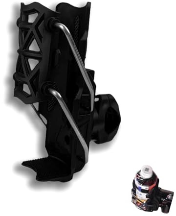 Adaptive Bike Cup Holder, Motorcycle Drinks Holder with Automatic Clamping, 360 Degree Adjustable Mount for E-Bike & Mobility Scooter Accessories, Handlebar & Crash Bar Mount Cup Cage(Black)