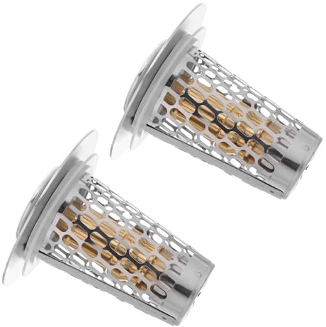 Holibanna 2pcs Stainless Steel Bathroom Sink Drain Pop Up Hair Catcher Stopper with Push Button Bounce Core Washbasin Filter for Hair Debris Control and Anti-Clogging