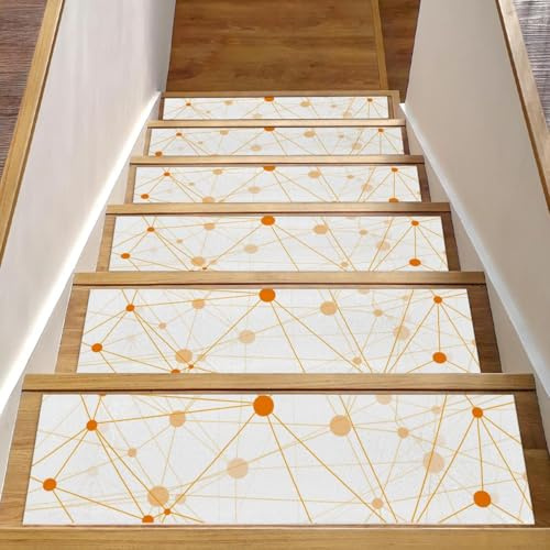 RODAILYCAY Confezione da 15 tappetini per scale da 20,3 x 76,2 cm, moderni gradini per scale in legno per interni, tappeti antiscivolo per scale, superficie in poliestere TPE con retro