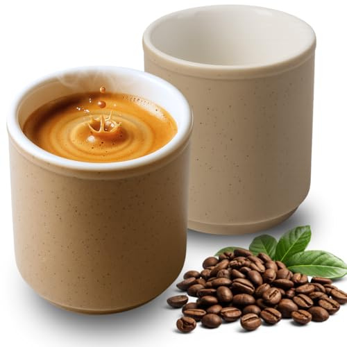 Maxito Espressotassen aus Steingut weiß mit 75 ml im 2er Set für Kaffeeliebhaber - Espresso & Kaffeetassen - Geschenke für Männer