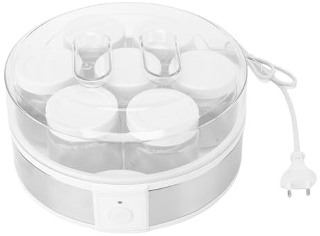 Luocute Yaourtière électrique, Machine à Yaourt Grec Faite Maison Portative Multifonctionnelle en Verre ABS 20 W avec 7 Tasses, pour Confitures Puddings
