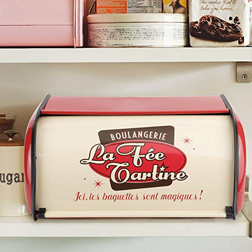 Keenso Robusta Caja Metálica para Guardar pan. Práctico Organizador de Cocina para Entusiastas de la Repostería (rojo)