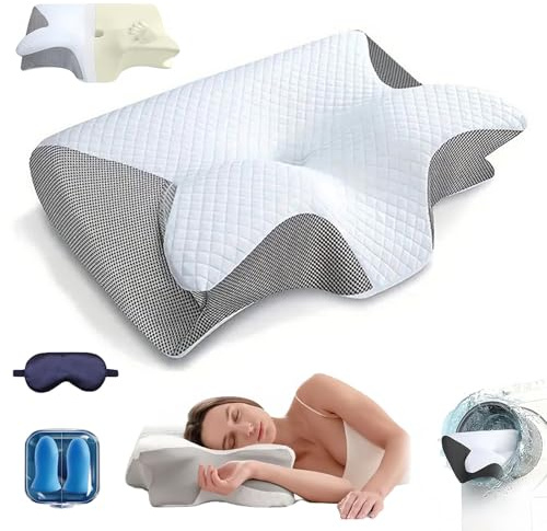 HOPASRISEE Rest Pillow Kopf- & Nackenstützkissen, Pillow Daddy Schlafkissen, Komfort Lunava Ergonomisches Kopfkissen für Seiten Rücken & Bauchschläfer, Hilft Ihnen, Besser Zu Schlafen(Grau)