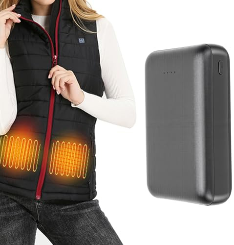 Yanmis Batteripaket för Uppvärmd Väst, 20 000 Mah 5V 2A Uppladdningsbart Batteri för Uppvärmd Väst med LED-skärm, MicroUSB/USB/TYP C-utgång, för Uppvärmning Av Kläder Svart