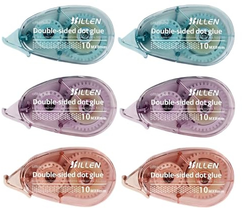Mlifleue 10m X 8mm Double Sided Tape Roller, Glue Tape Roller, Scrapbooking Supplies for Crafting Photo Album Stamping Cards Journal, Scrapbook Accessories for School Home Office(6 Pcs)