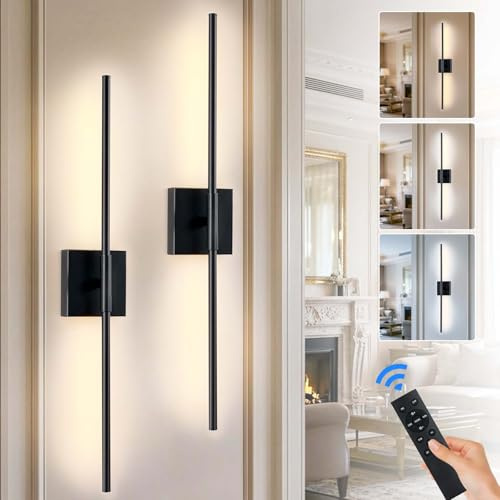 [2 Stück] Wandleuchte Akku Innen Quadrat mit Fernbedienung, 360° Drehbar Wandlampe Ohne Stromanschluss, 4000mAh LED Wandleuchten Dimmbar mit Touch & Timer, Kabellos Ohne Bohren für Schlafzimmer