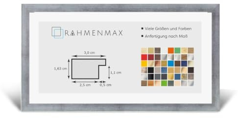 Morena MDF Rahmen für Bild 40x120cm Silber patiniert mit Acrylglas | zum Aufhängen Hoch- und Querformat/Maßanfertigung möglich/Puzzle Rahmen/mit 1mm Antireflex Acrylglas