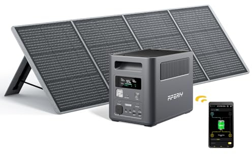 AFERIY 1800W Generador Solar con 200W Panel Solar, 1024Wh Estación de Energía Portátil, 2 Tomas de CA 1800W (220V), Total 9 puertos de salida, Ideal para Camping, emergencias, Energía de Respaldo