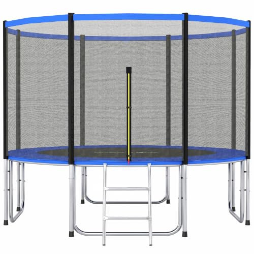 SPORTNOW Cama Elástica para Exterior Ø183 cm con Red de Seguridad | Trampolín, Escalera, Acolchado de Muelles, Marco de Acero Galvanizado, Carga 80 kg