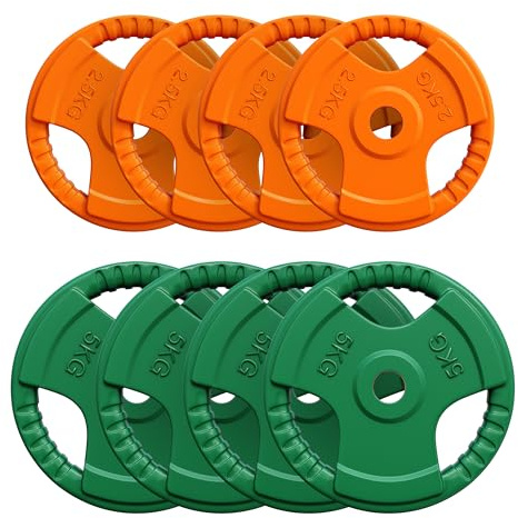 Gorilla Sports® Disques de Poids - Individuel/Ensemble 1,25kg, 2,5kg, 5kg, 10kg, 15kg, 20kg, 25kg, 30kg Poids, 30mm, Multicolore - Disques d'Haltères, Ensemble de Plaques, Haltérophilie, Musculation
