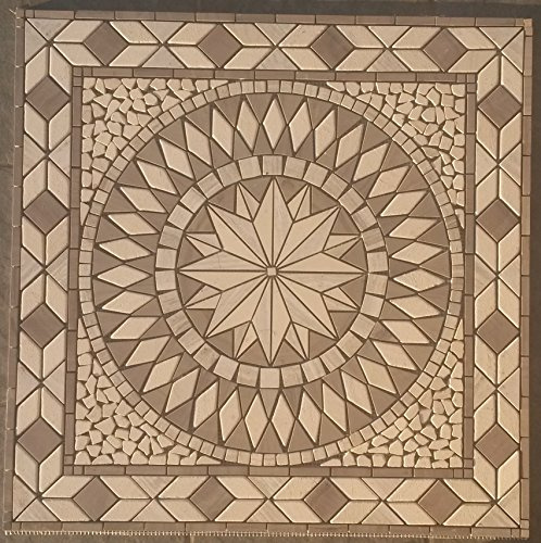 Bodenfliesen Grau Naturstein Marmor Rosone Rosette 67x67 cm Grau Beige Windrose Mosaik Fliesen 056