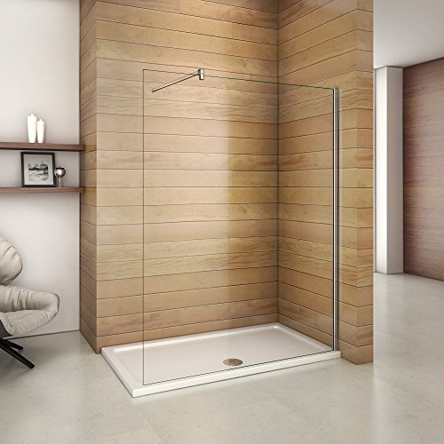 Paroi de douche 160x200 cm,paroi de douche à l'italienne 8mm verre securit et anticalcaire avec barre de fixation extensible en cylindrique