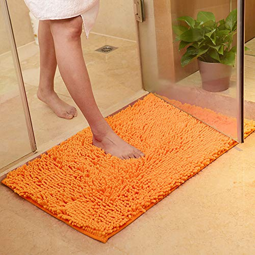 ele ELEOPTION Weiche Shag Badematte Teppich Küche Tür Füße Matte Anti-Rutsch-Saugfähige Fußmatte Badezimmerteppiche Dusche Haarteppich - 60 * 90 cm, Orange