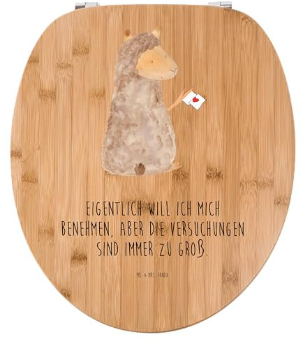 Mr. & Mrs. Panda Motiv WC Sitz Alpaka Fahne - Geschenk, Liebe, Toilettendeckel, Lamas, Lama, Klobrille, Klodeckel, Toilette, WC-Sitz