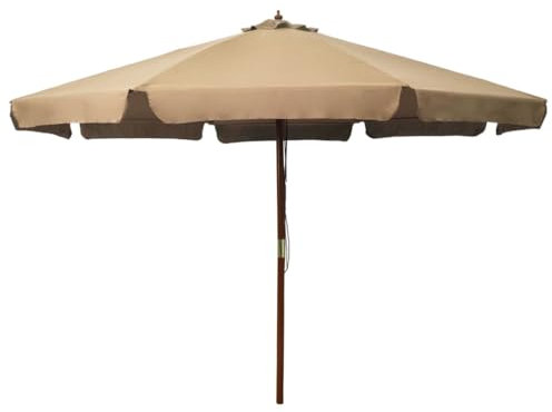 vidaXL Sonnenschirm mit Holzmast Marktschirm Gartenschirm Strandschirm Ampelschirm Balkonschirm Terrassenschirm Schirm Garten 330cm Taupe