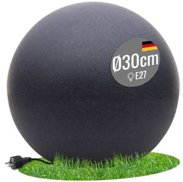 8 seasons design LED Kugelleuchte 30 cm Shining Globe (anthrazit), E27, Leuchtmittel warmweiß – wetterfest – Kugellampe für außen (Garten, Terrasse, Balkon) und innen – robust & langlebig