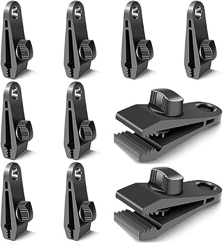 CHJIEJIE jiekong 10 Stück Tarp Clips für Zelt, Clips für Befestigungsplanen, Haken für Planen, Winddichte Klemmen für Camping, Sonne, Winddicht, Clip Zubehör (schwarz)