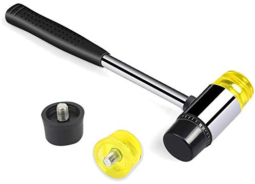 Cettkowns 25mm Double-Sided Rubber Mallet Hammer with Soft/Hard Tips & Non-Slip Rubber Handle for Leather Crafts, Jewelry, Woodworking and Flooring Installation
