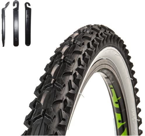 1 x Roverstone 26 Fahrradreifen Fahrradmantel schwarz/weiß 57-559 (26x2,125) inkl. 3 Reifenheber