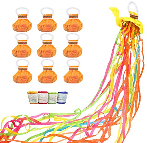 10 PCS Streamers Poppers Colorful Hand Throw Streamers No Mess Confetti Crackers Poppers for Birthday Party Wedding Graduation Stage Magic Shows Performance Festival Celebration