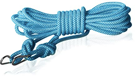 Washing Rope, 15m Quality Strong Woven Clothes Line with Two Metal Hooks,Heavy Duty Rust-proof and Waterproof Laundry String Prop String for Camping Garden Garage(Blue)