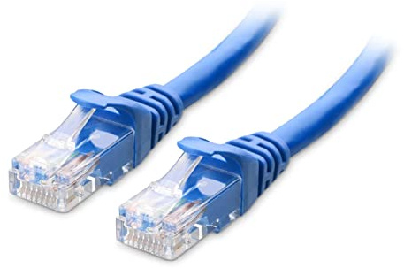 Cable Matters 10Gbps Snagless Cat 6 Ethernet Cable, 1.5m, Blue | 24 AWG Bare Copper, Gold-Plated RJ45 Contacts, 550MHz, PoE++, Cat6 LAN Cable for Routers, Switches and PCs