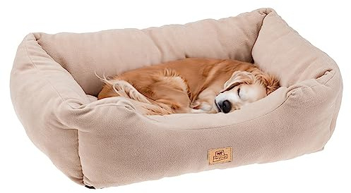 Ferplast Hundekörbchen Hundesofa Katzenbett COCCOLO Microfleece 80 Weiches Microfleece, Waschbar, Beige