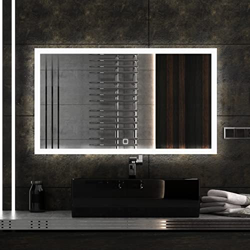 Badspiegeldesign - Badezimmerspiegel Mit LED-Beleuchtung 120x80 cm, Badspiegel Mit Touchschalter, Ledfields, Farbneutrale LED-Lampe 4000K