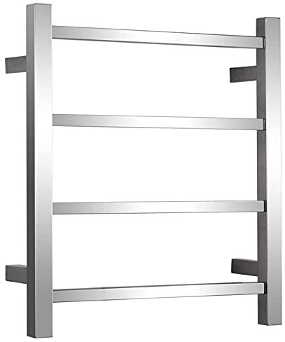 KLZUOPT Scaldasalviette, Radiatore Scaldasalviette Elettrico, per Bagno Moderno Scaldasalviette A Parete A 4 Bar in Cromo Lucido 50W in Acciaio Inox 304 Scaldasalviette Elettrico, Cablato (Spina