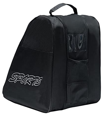 Baoblaze Schlittschuhtasche mit verstellbarem Schultergurt, atmungsaktive Aufbewahrungstasche für Schlittschuhe, für Schlittschuhe, Quad-Skates, Inline-Skates, Schwarz