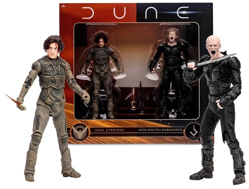 McFarlane Toys Dune: Part Two Paul Atreides & Feyd-Rautha Harkonnen 7-Inch Action Figures 2-Pack - Ultra Articulation, Crysknife, Sword, and Collectible Art Cards