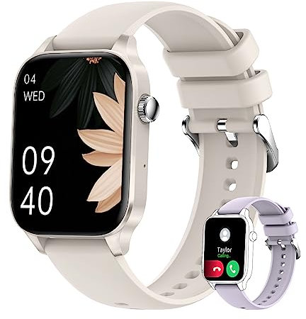 Iaret Smartwatch Damen mit Telefonfunktion, 1.85 Touchscreen Fitnessuhr, Wasserdicht Smart Watch Damenuhr mit Schrittzähler Pulsmesser Schlafmonitor, Sportuhr für Android iOS